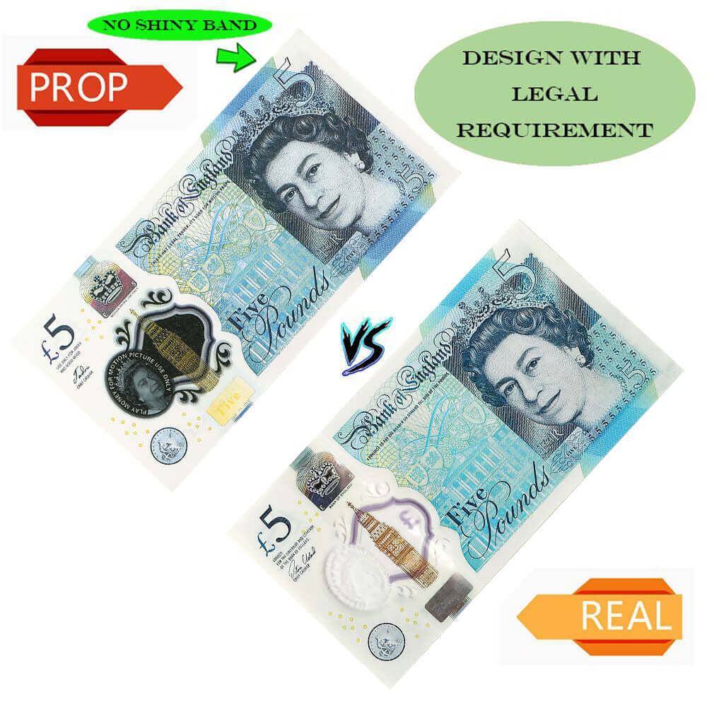 UK Prop Money GBP £ 5 Pound Notes £ 500 Impression complète