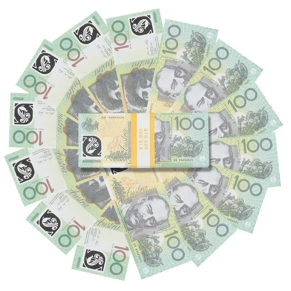 Australian Prop Money copy AUD $100 Bills $10,000 Full Print 1 Stack (100 Bills)