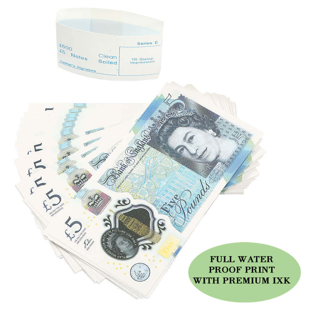 UK Prop Money GBP £ 5 Pound Notes £ 500 Impression complète