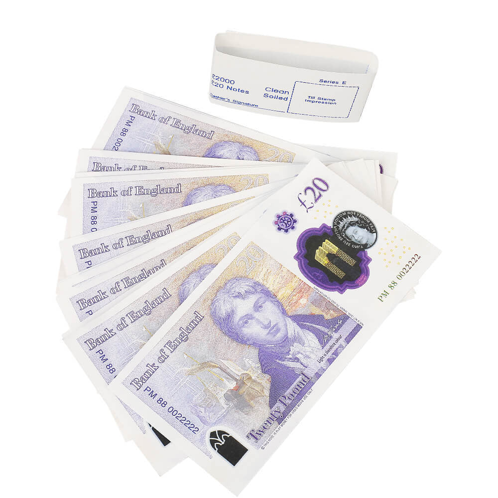 UK Prop Money GBP £ 20 Pound Notes £ 2 000 Impression complète