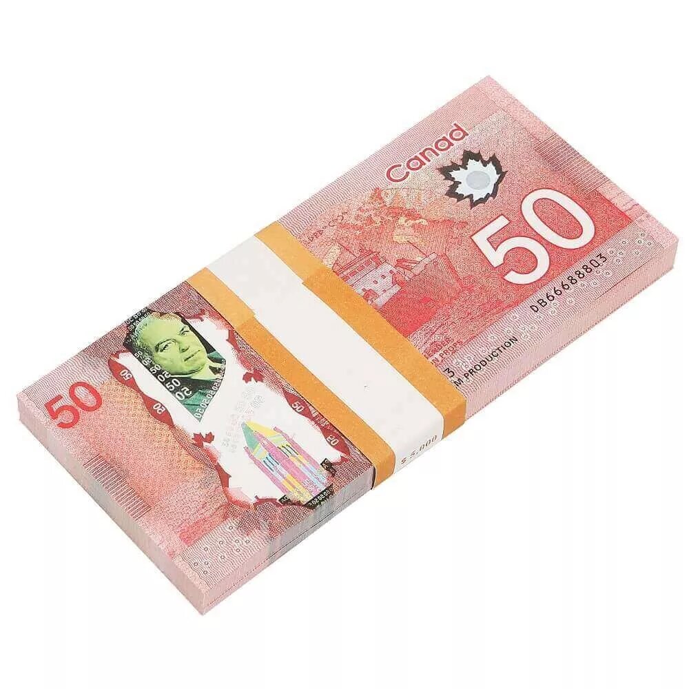 Canadian Prop Money $50 Bills $5,000 Full Print 1 Stack (100pcs)