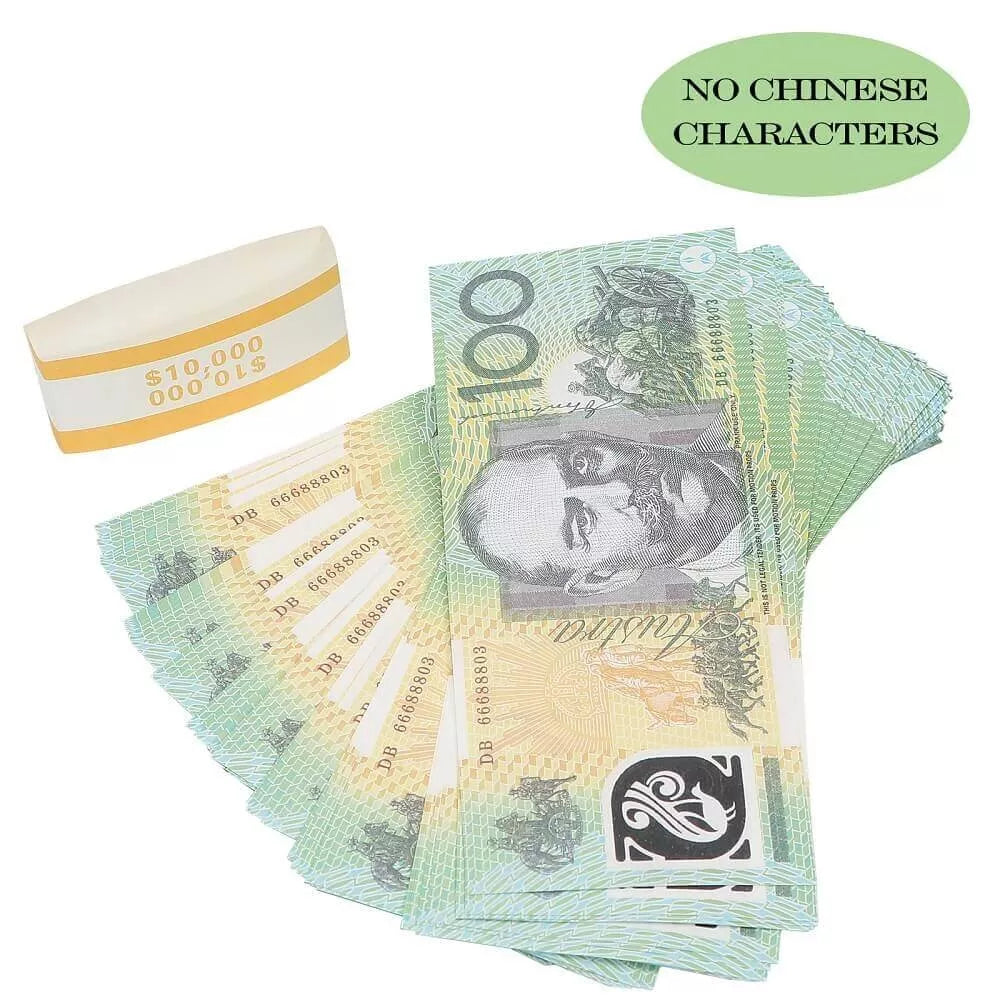 Australian Prop Money AUD $100 Bills $10,000 Full Print 1 Stack (100 Bills)