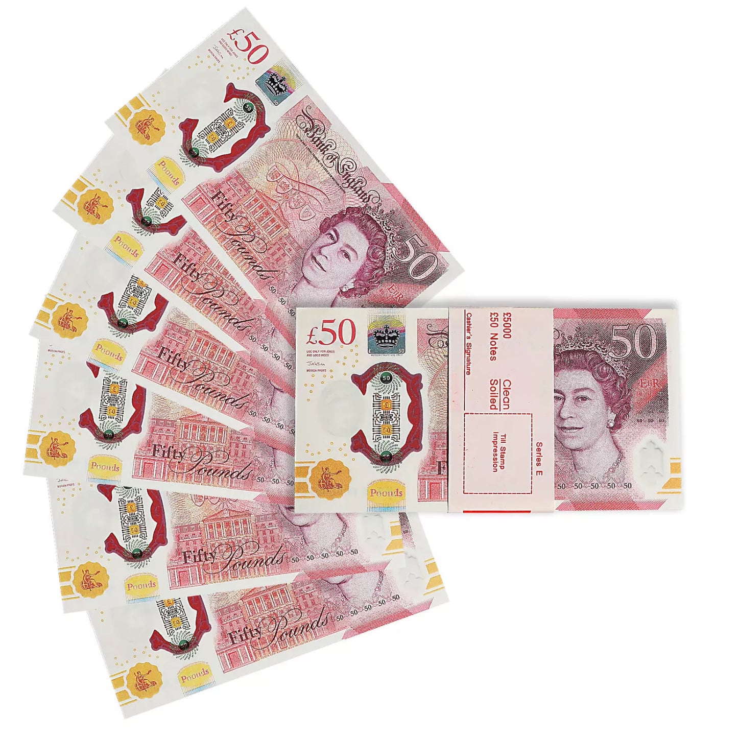 UK Prop Money GBP £50 Pound Notes £5,000 Full Print