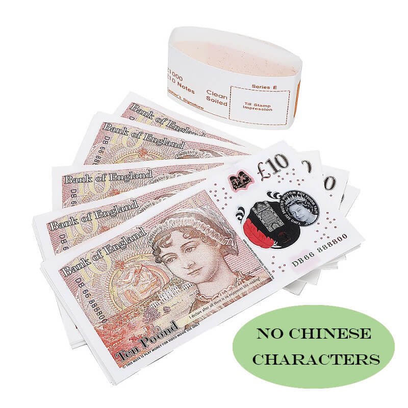UK Prop Money GBP £ 10 Livres Notes 1 000 £ Impression complète