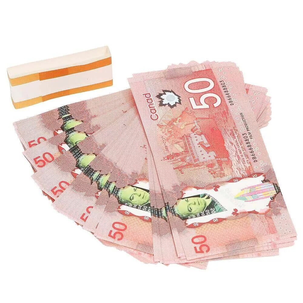Canadian Prop Money $50 Bills $5,000 Full Print 1 Stack (100pcs)