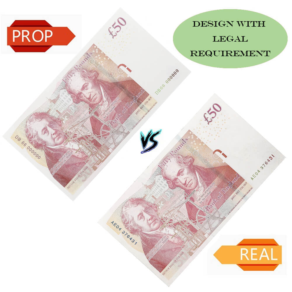 UK Prop Money GBP OLD STYLE £ 50 Pound Notes £ 5 000 Impression complète