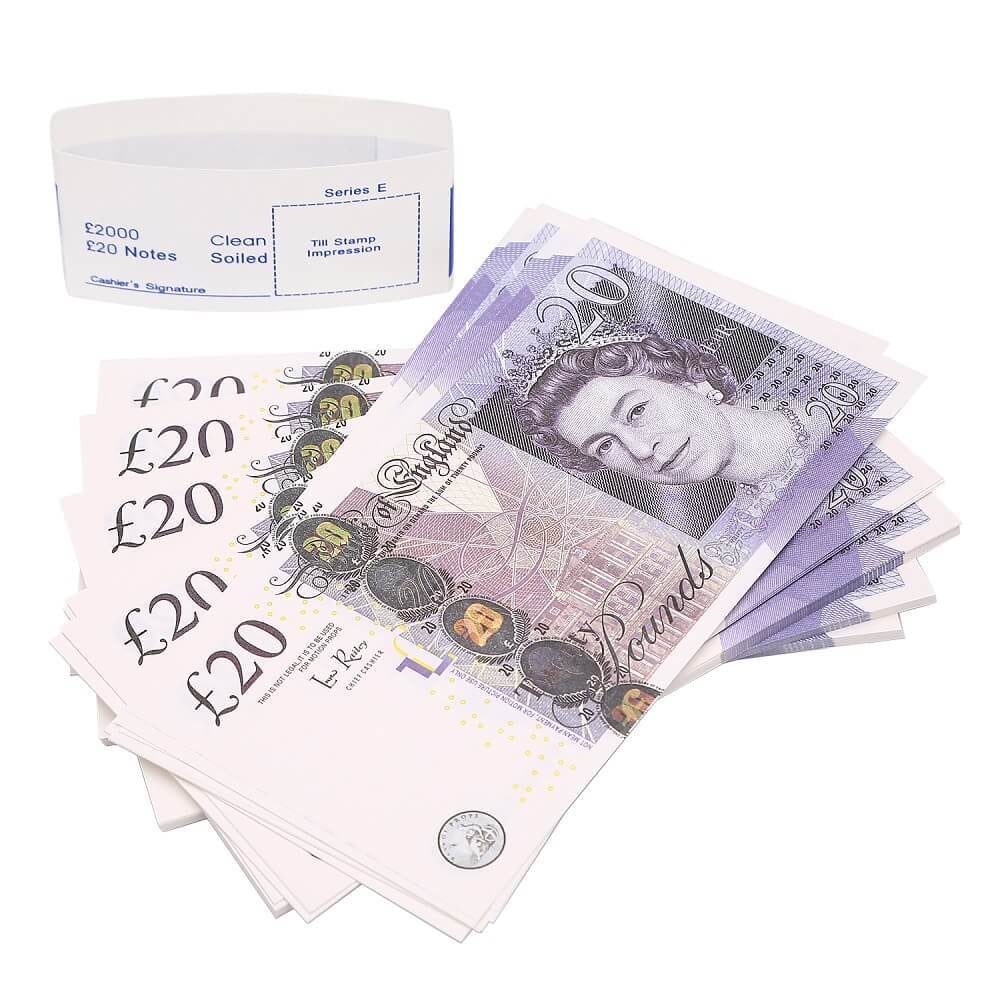 UK Prop Money GBP OLD STYLE Billets de 20 £ 2 000 £ Impression complète