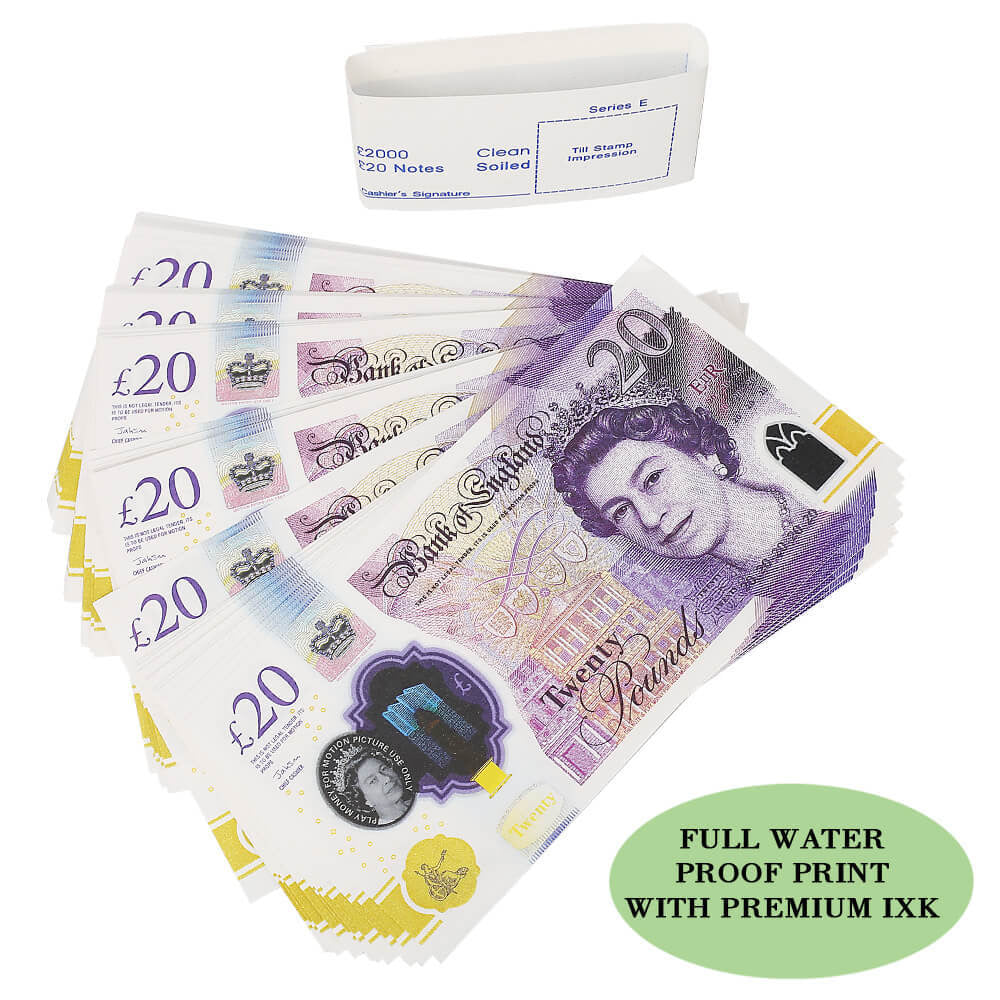 UK Prop Money GBP £ 20 Pound Notes £ 2 000 Impression complète