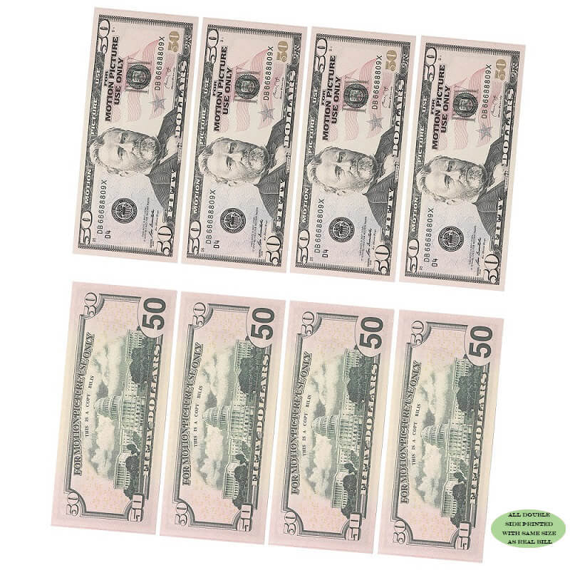 Prop money USD $50 Bills $5,000 Full Print