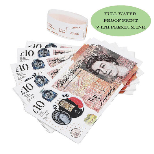 UK Prop Money GBP £10 Pound Notes £1,000 Full Print