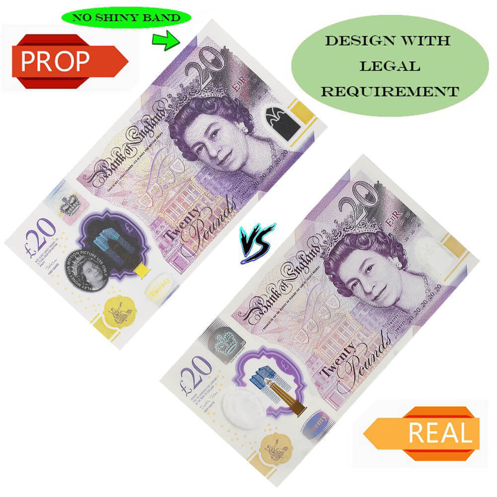 UK Prop Money GBP £ 20 Pound Notes £ 2 000 Impression complète