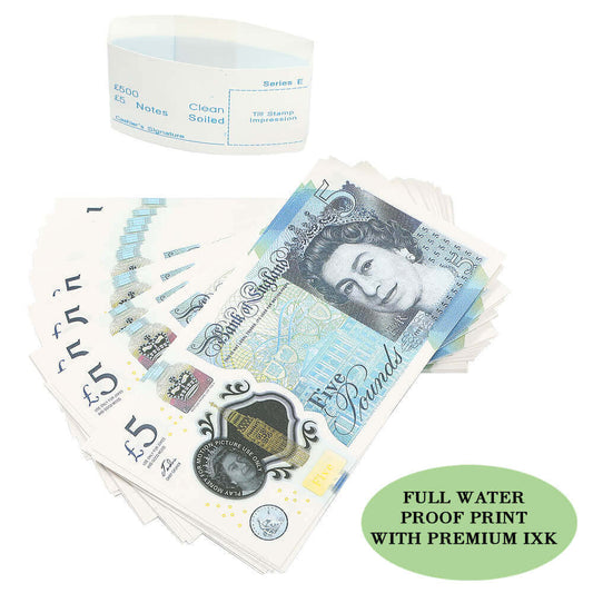 UK Prop Money GBP £5 Pound Notes £500 Full Print