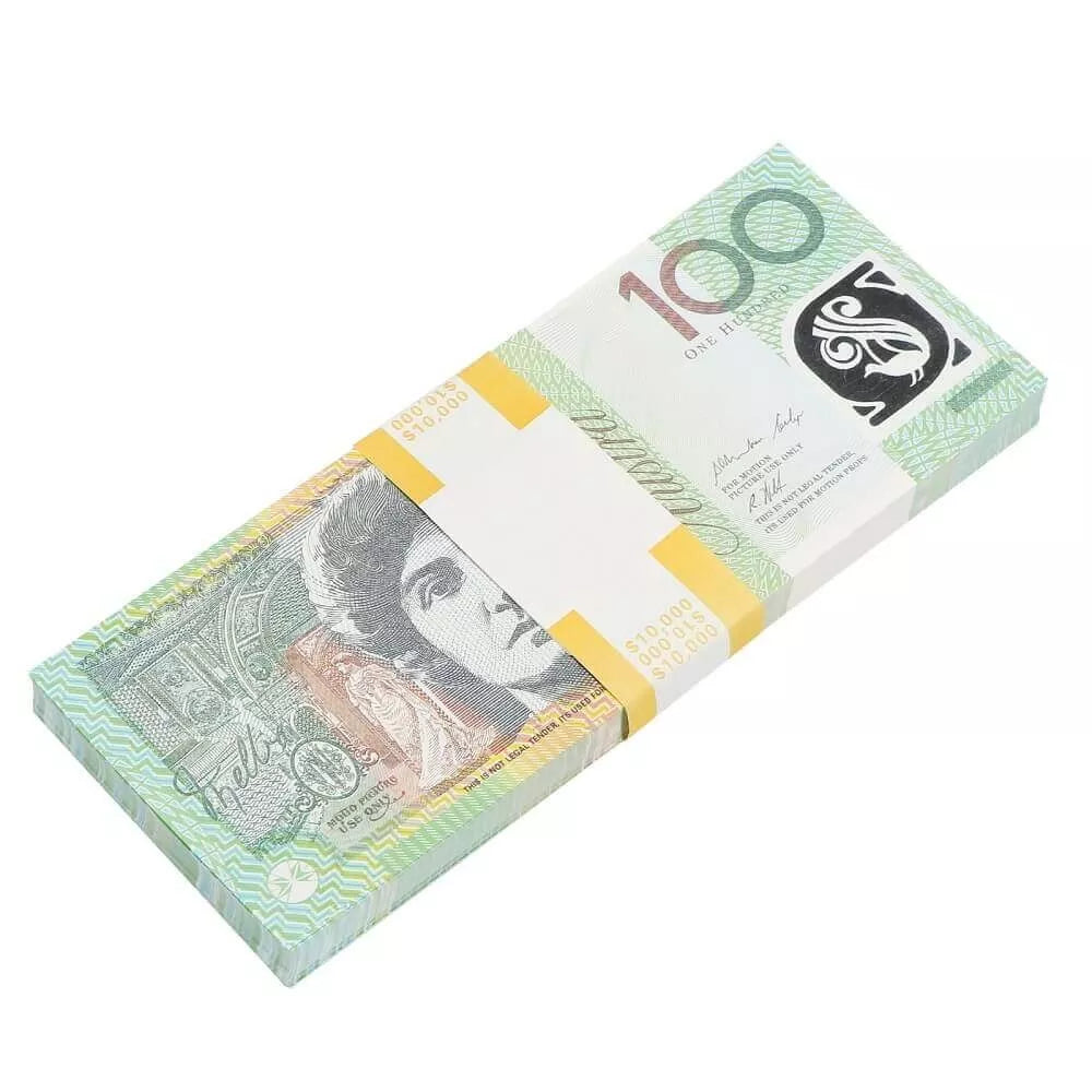 Australian Prop Money AUD $100 Bills $10,000 Full Print 1 Stack (100 B