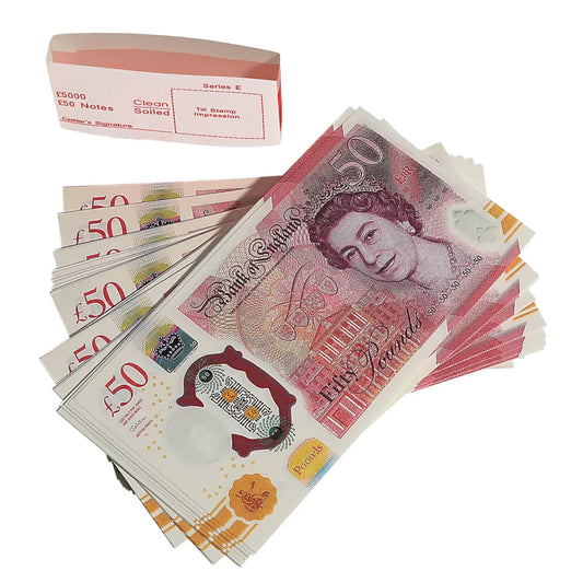 UK Prop Money GBP £50 Pound Notes £5,000 Full Print