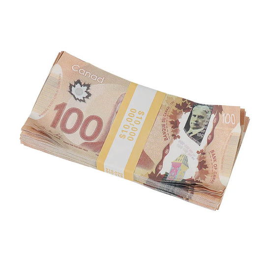 Aged Style Canadian Prop Money $100 Bills $10,000 Full Print 1 Stack (100pcs)