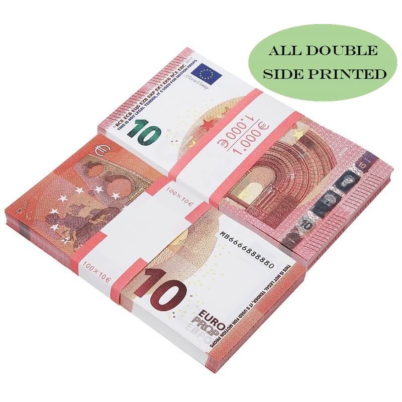 Euro Prop Money €10 Bills €1,000 Full Print