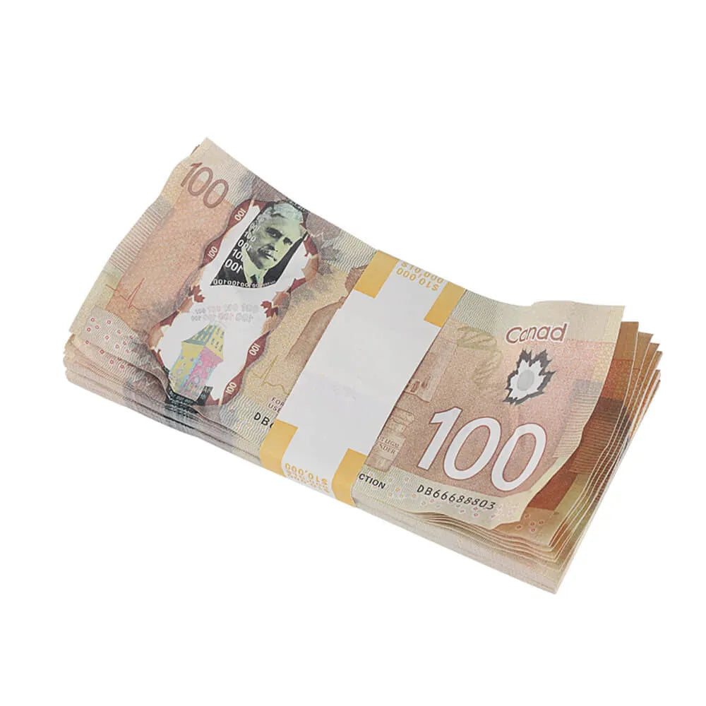 Aged Style Canadian Prop Money $100 Bills $10,000 Full Print 1 Stack (100pcs)