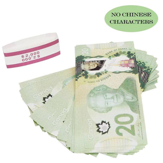 Billets de 20 $ d'argent canadien, 2 000 $, impression complète, 1 pile (100 pièces)